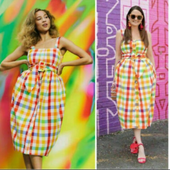 CHRISTOPHER JOHN ROGERS X TARGET MADRAS PLAID FIT & FLARE MIDI DRESS SIZE 28/30 - Picture 2 of 14